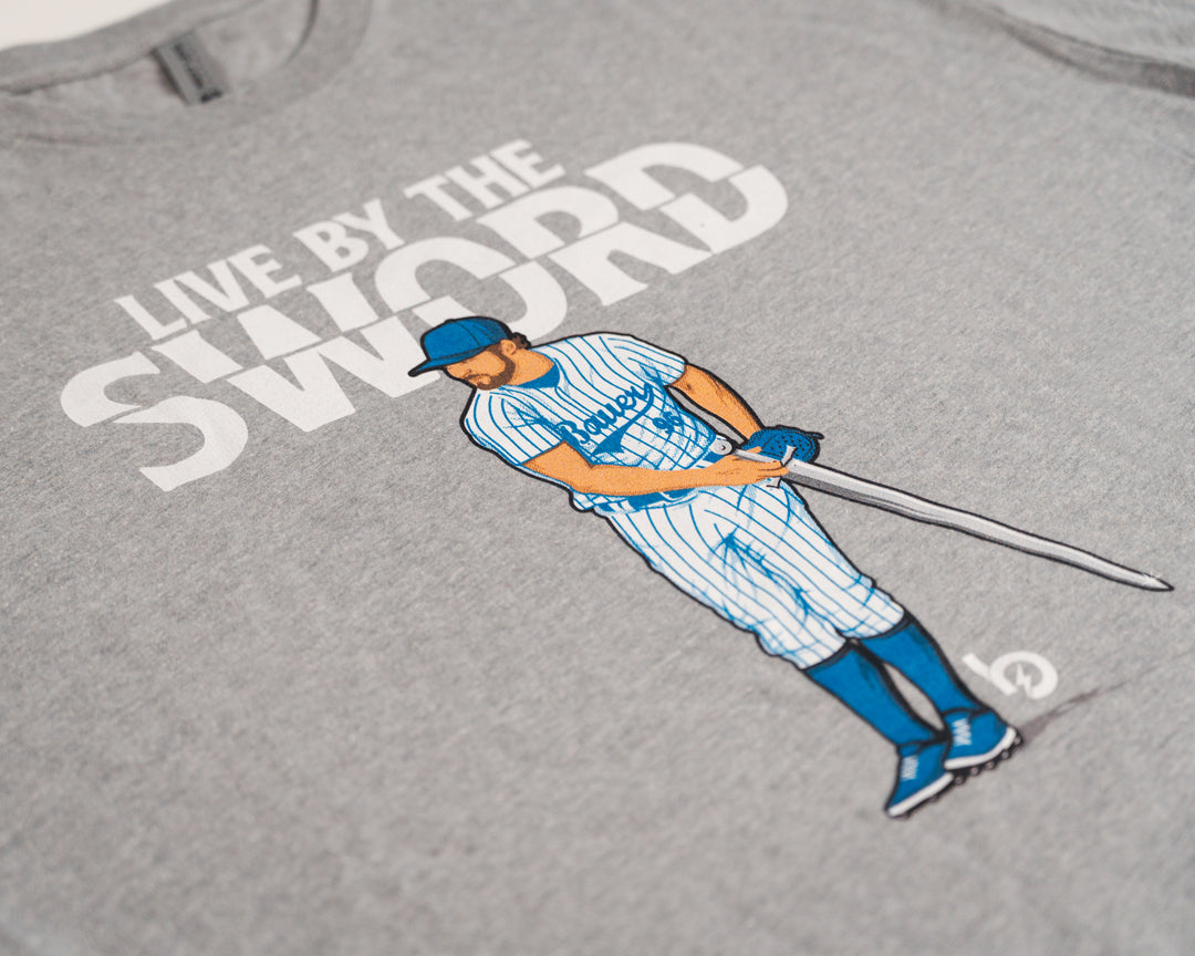 Trevor Bauer Outage Live By The Sword grey tee print quality