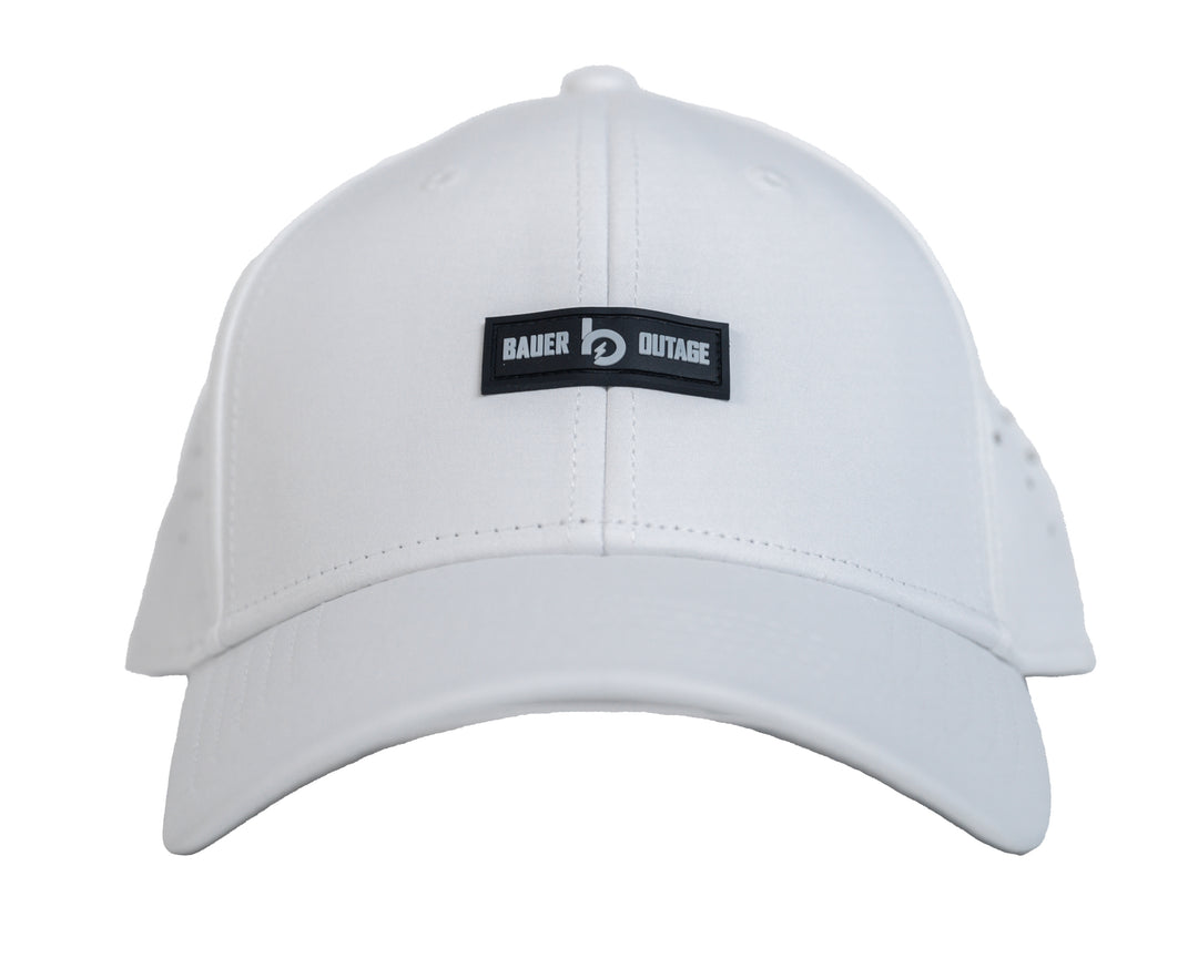 Bauer outage white performance hat front
