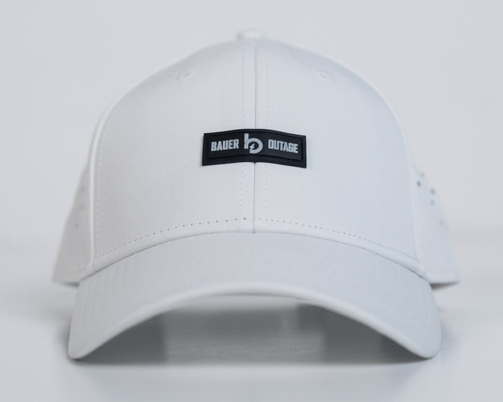 Bauer outage white performance hat front image